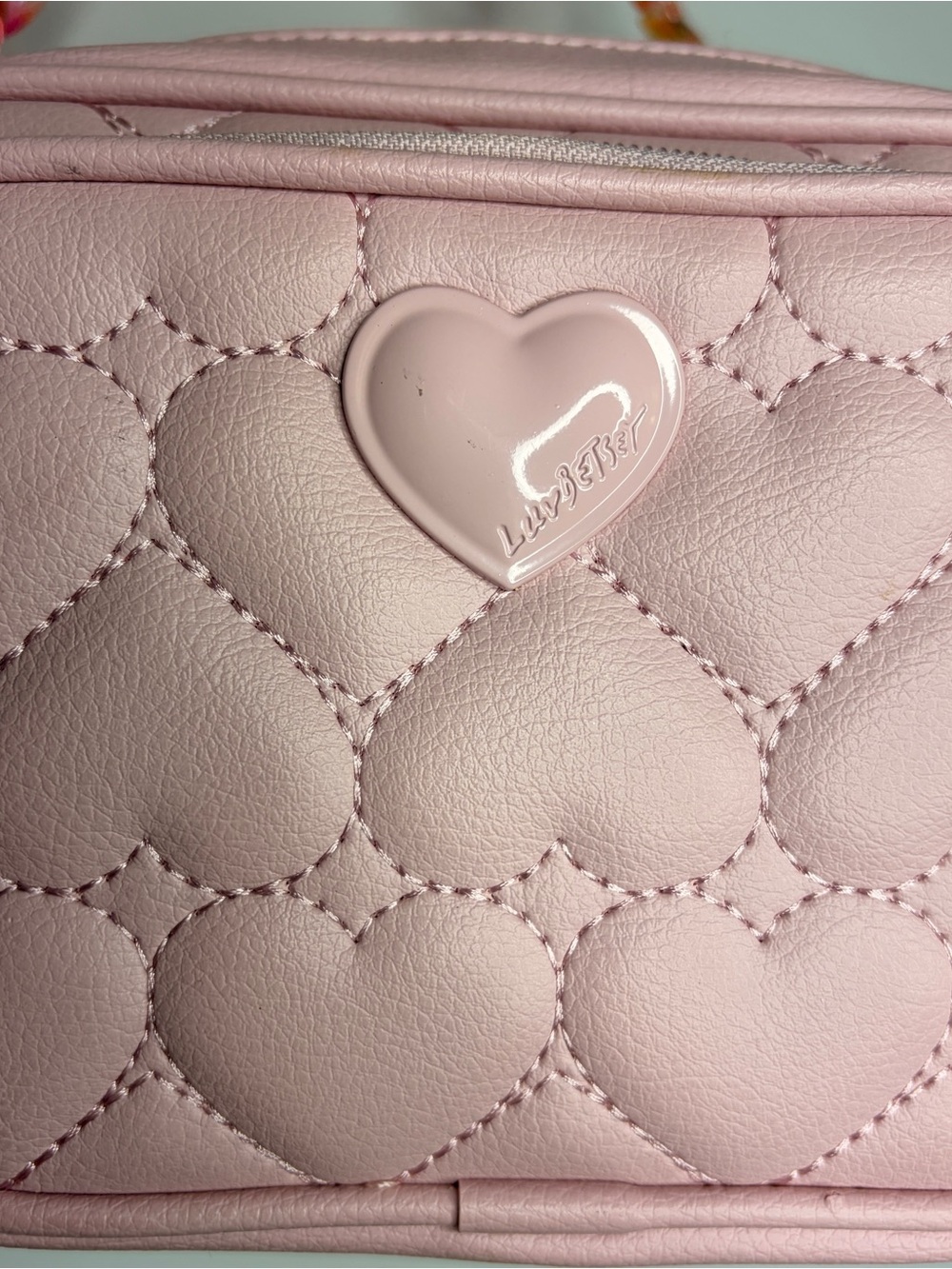 Luv Betsy Pink Quilted Heart Crossbody Bag with Chain Strap Purse - Picture 11 of 11